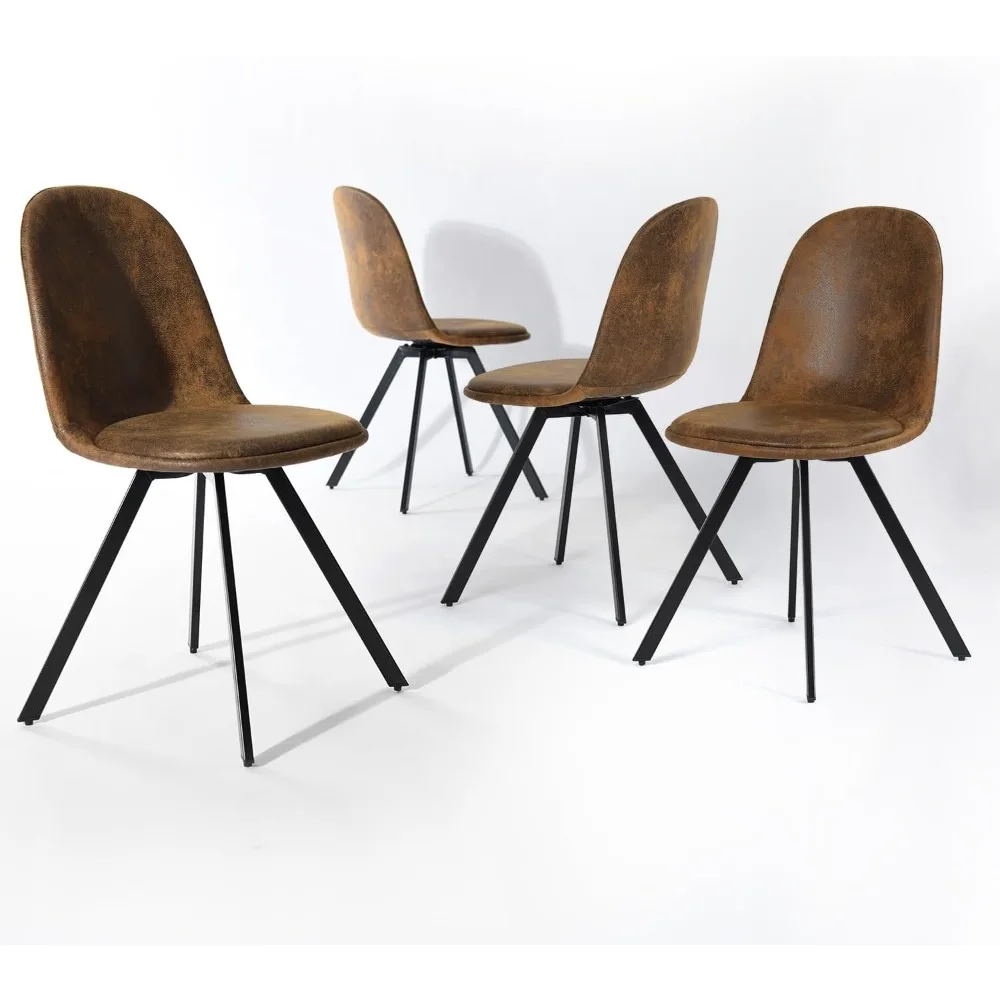 Mid Century Modern Swivel Upholstered Dining Chairs Set of 4, Metal Frame Accent Chairs for Kitchen and Living Room