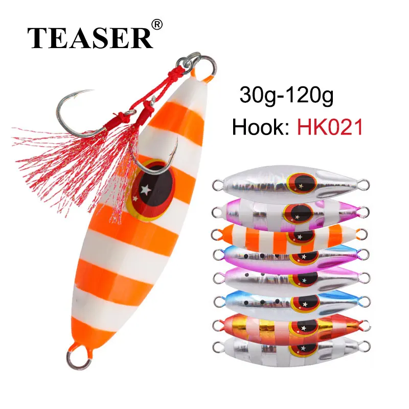 

TEASER J72 Metal Jig Slow Pitch Jig 30g40g60g80g120g Shore Casting Jigging Spoon Saltwater Fishing Lure Slow Bee Artificial Bait