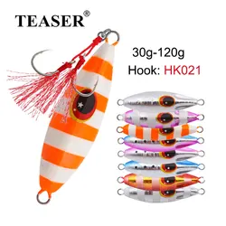 TEASER J72 Metal Jig Slow Pitch Jig 30g40g60g80g120g Shore Casting Jigging Spoon Saltwater Fishing Lure Slow Bee Artificial Bait