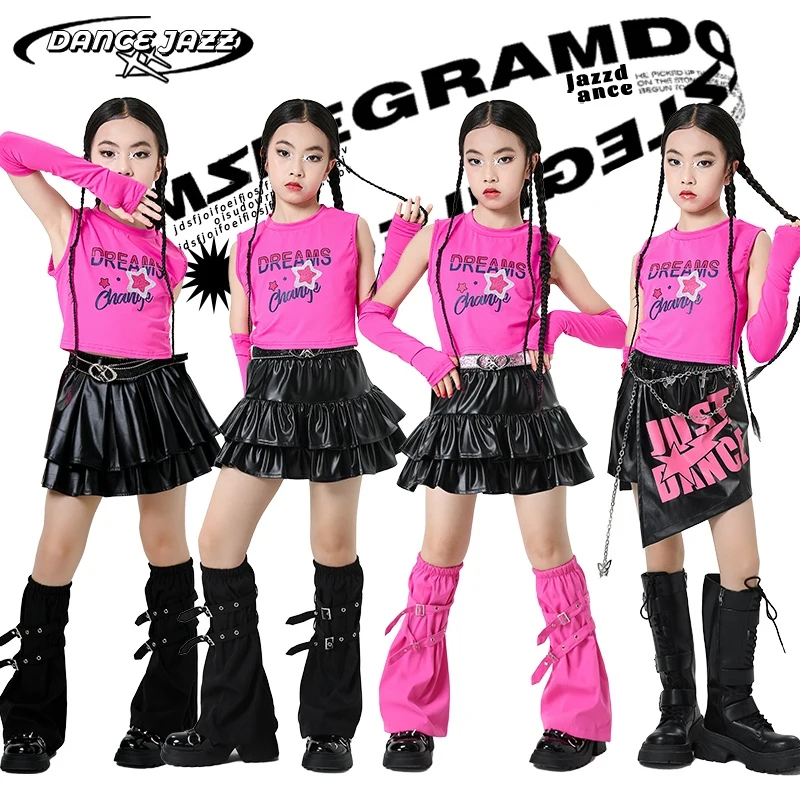 

Kids Performance K-pop Outfit Group Jazz Dance Costume Girls Stage Catwalk Outfits Children Ballroom Dance Street Suits XS9928