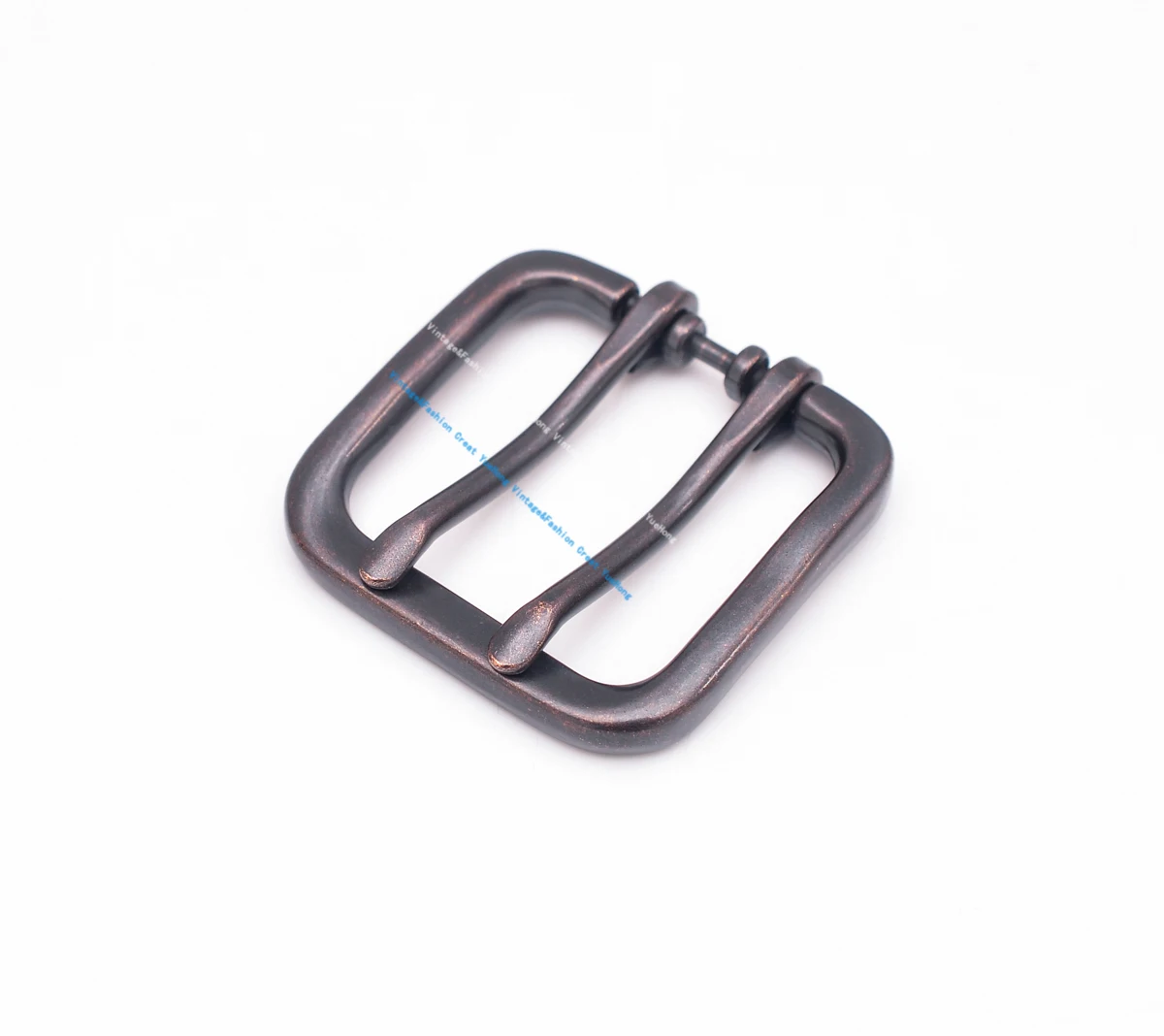 Men Sturdy Antique Copper Black Wide Prong Double Pin Leather Metal Belt Buckle For Jeans Apparel