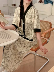 Summer Thin Large Size Maternity Nightgown with Chest Pad Short Sleeve Nursing Sleep Dress Long Style Pregnant Women Nightwear