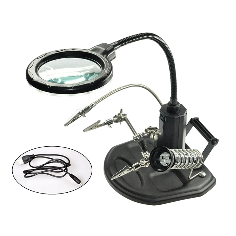 

Circuit Board Repair Welding Iron Holder with Led Magnifier Clips