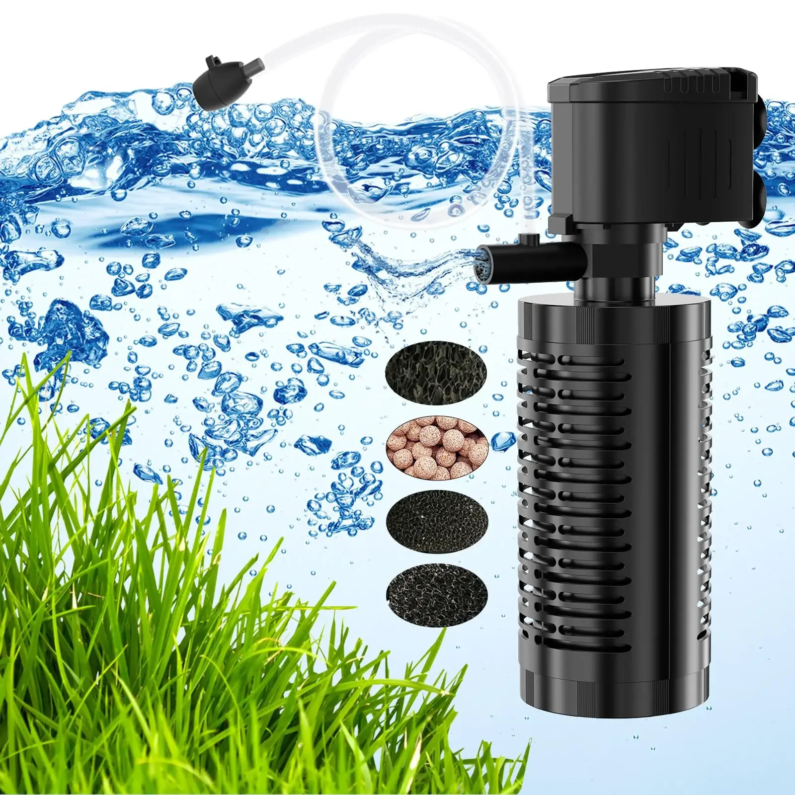 

EU Plugs Multifunctional Mini Water Pump 3 in 1 Portable Aquarium Built-in Filter Oxygen Pump 220-240V Aquarium Accessories Pump