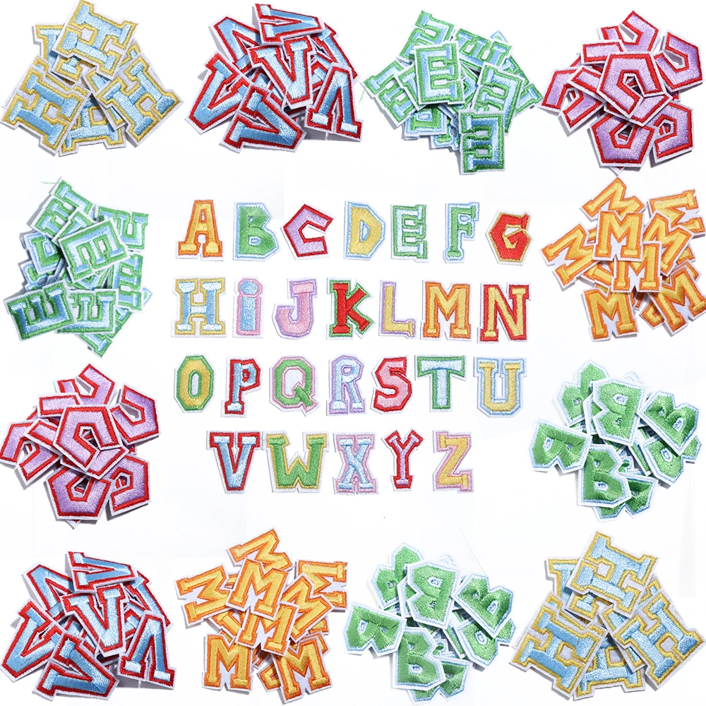 10Pcs/Lot 3cm English Letter Patches Colorful Embroidered Patches Iron On For DIY Crafts Name Sticker Bags Clothing Decoration