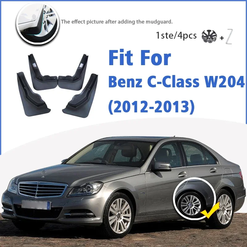 

For Benz C Class W204 Sport 2012 2013 2014 Mud Flap Guards Splash Mudguard Fender Mudflaps Car Accessories Front Rear 4pcs