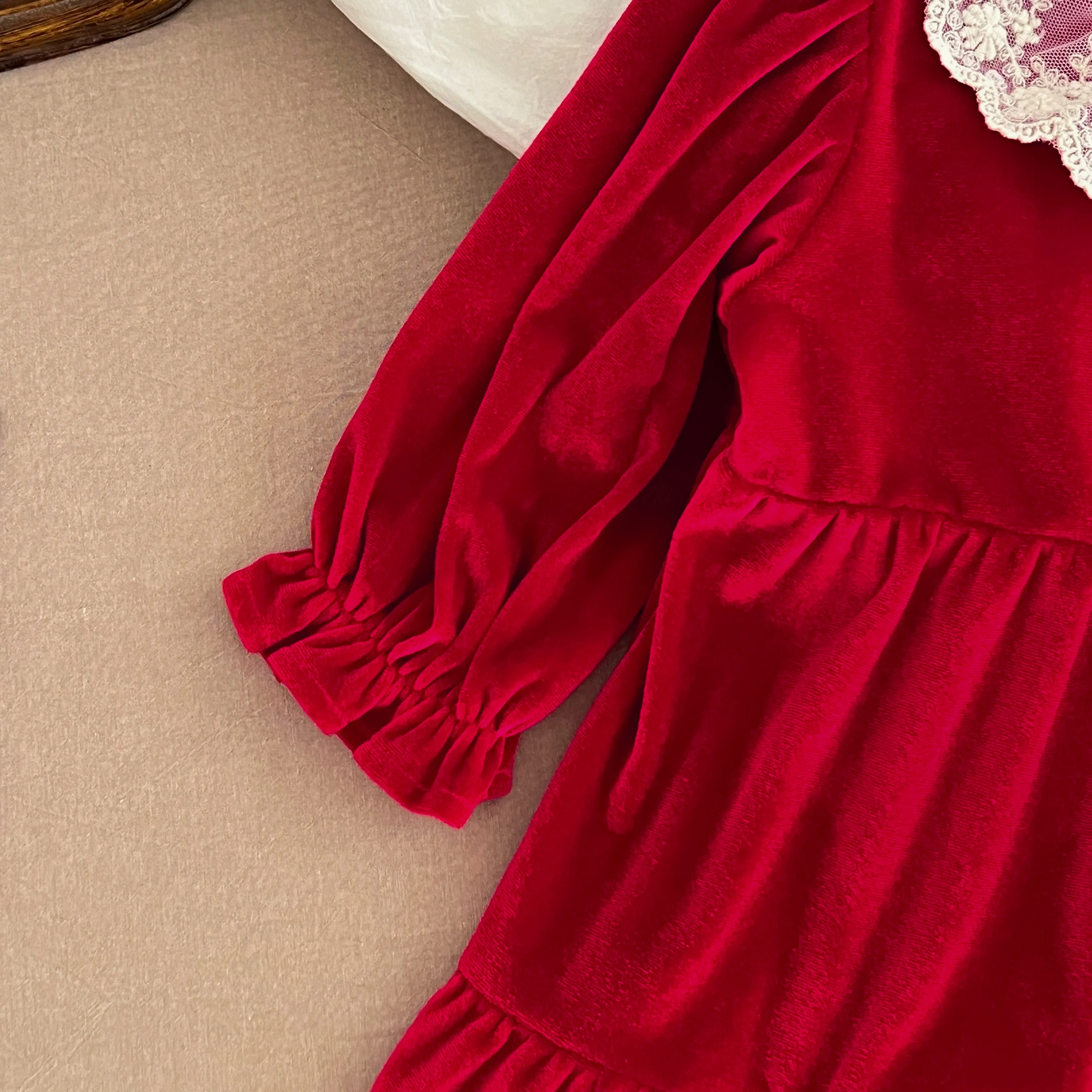 0-3Y Weihnachten Strampler Neugeborenen Kinder Baby Mädchen Rot Strampler Süße Rote Spitze Prinzessin Infant Neue Baby Mädchen Strampler kleidung – Detail 5