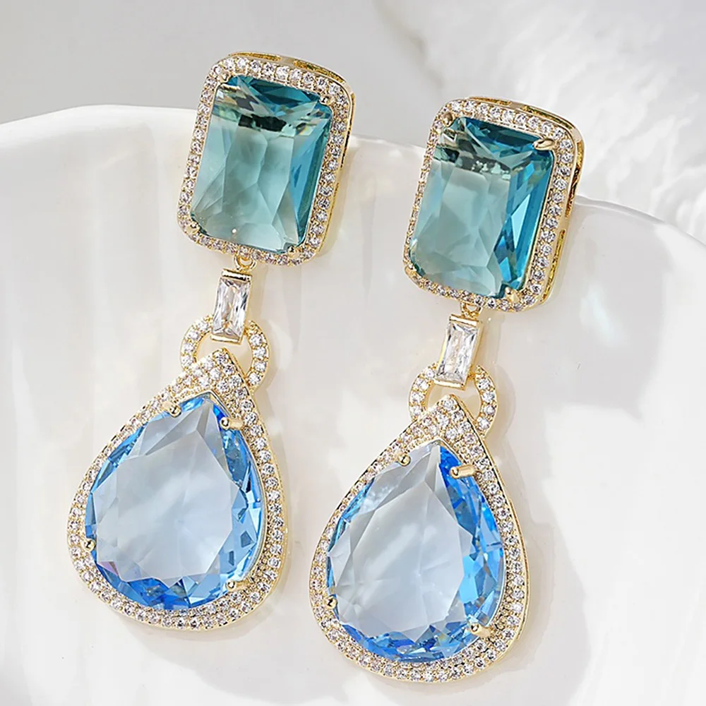 

Missvikki Brand Luxury WaterDrop Pendant Drop Earrings Full Mirco Black Cubic Zirconia European Wedding Fashion Jewelry