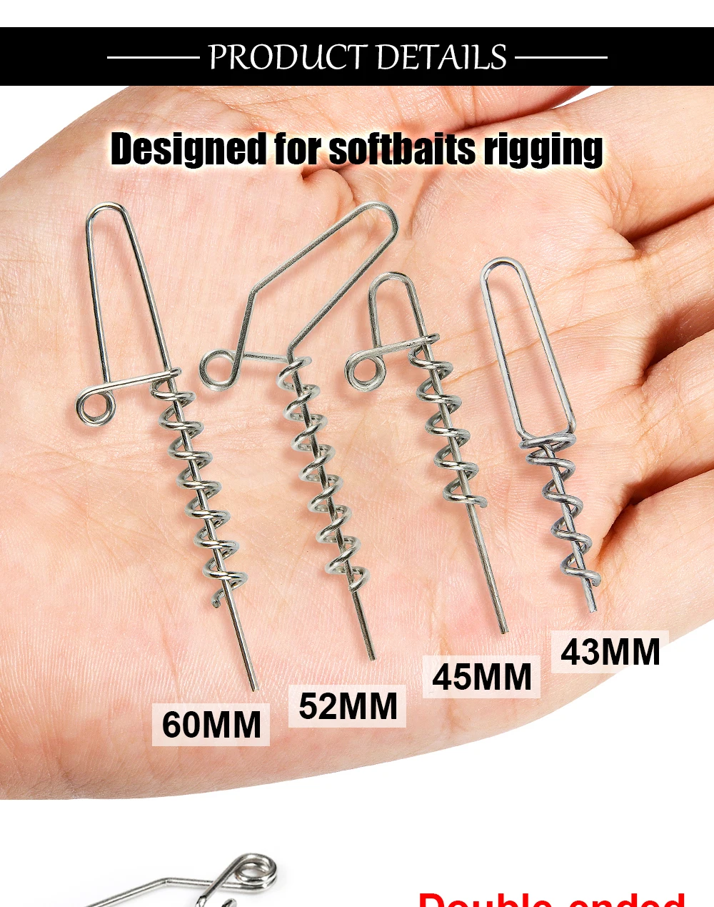 Rosewood Soft Bait Centering Pin Fishing Lure Spring Fixed Lock Multi-Depth Shallow Screw Needle Shad Tools Stainless Steel