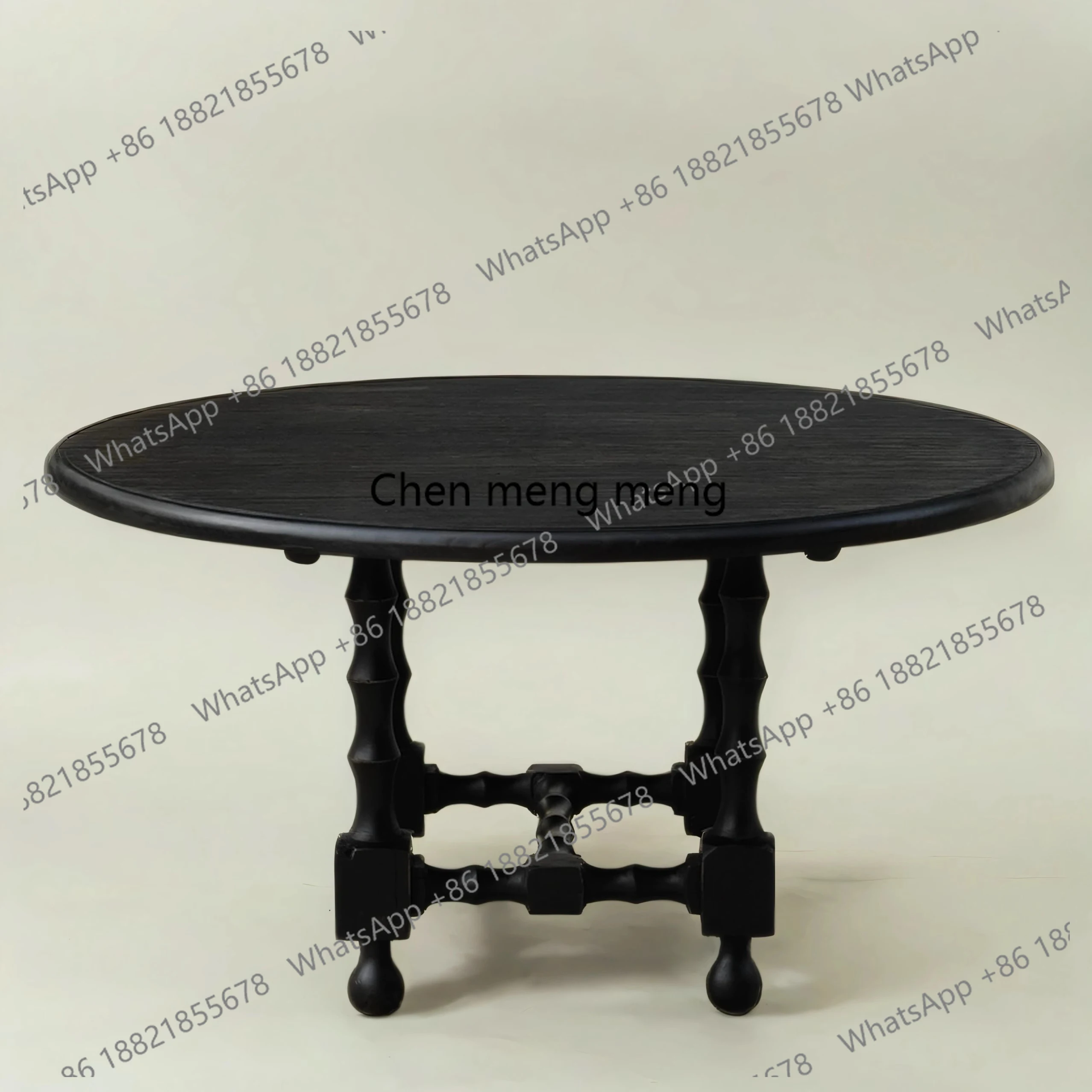

French retro bamboo leg round table Chinese style round dining table