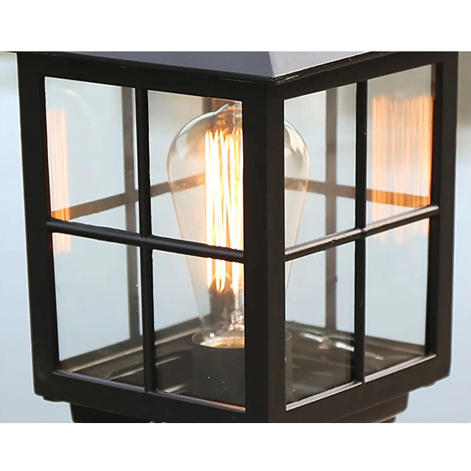 Outdoor Post Lights, IP54 Waterproof, Die-Casting Aluminum, Glass Construction, Vintage Pavilion Style, Ambient Light for