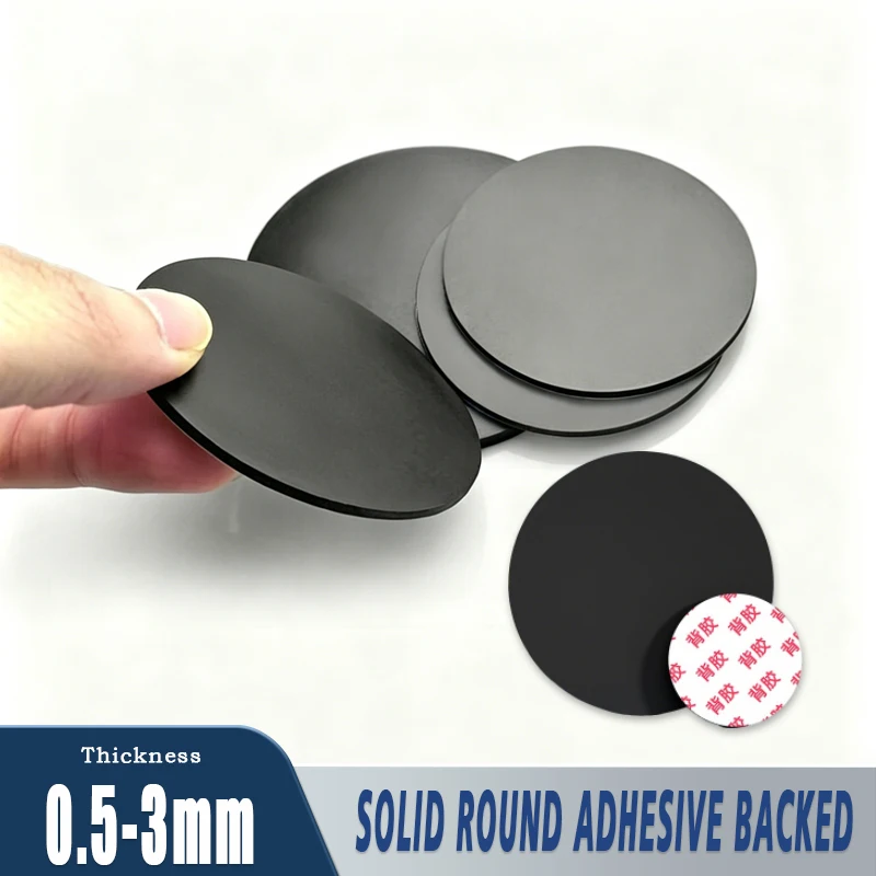 10/50P Diameter 6-100mm Thick 0.5-3mm Black Solid Round Adhesive Backed Silicone Rubber Sheet Seal Gaskets Pad  Feet Leg Gaskets