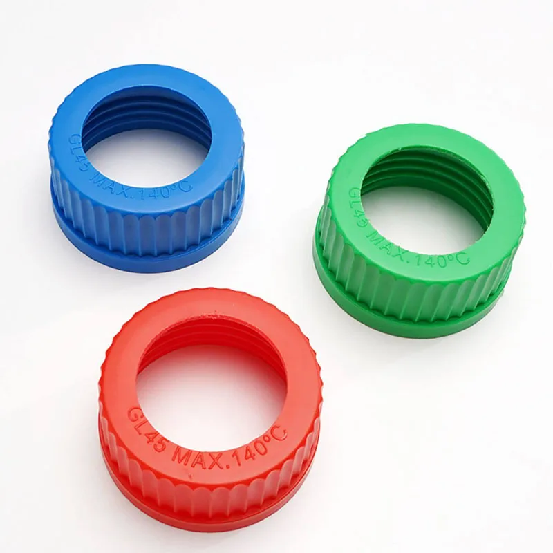 

GL45 PTFE Gasket Glass Sample Bottle Cap for Headspace Sampling Reagent Bottle PP Cap with Electrode Seal for Lab Use