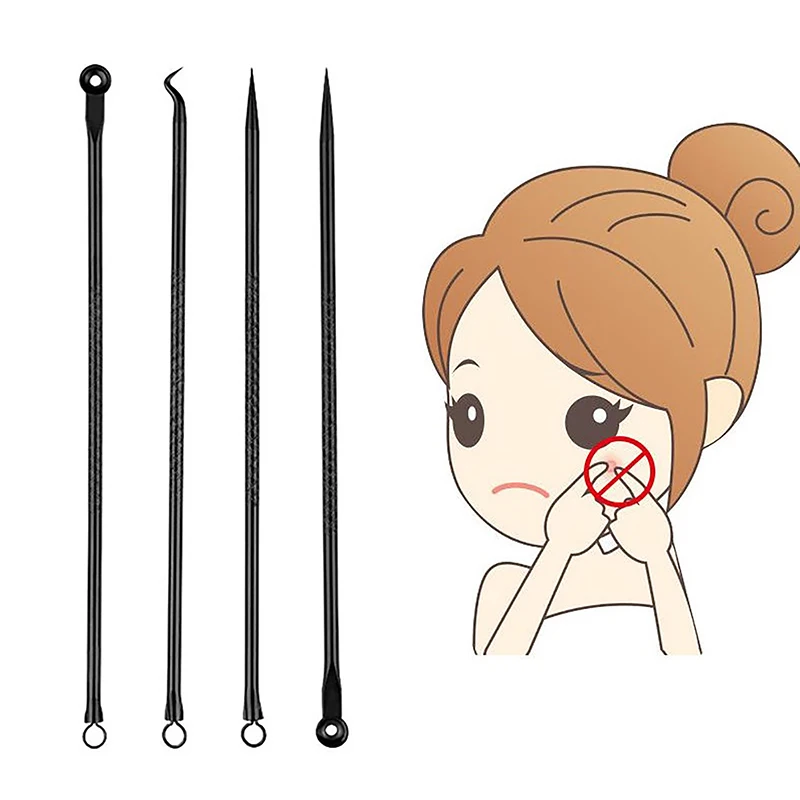 4PCS Acne Blackhead Comedone Black Spot Pimple Blemish Remover Skin Care Women Beauty Acne Treatment Pore Cleanser Needle Hook