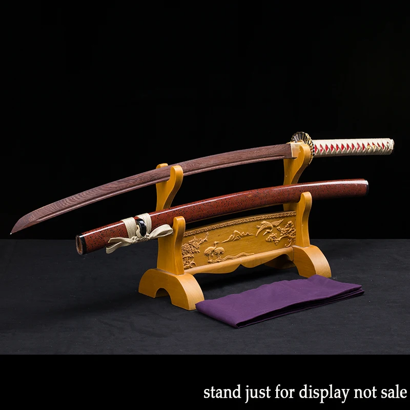 High Quality  Samurai Katana Wooden Sword,Training Sword, Functional Practical Sword, 02KT, Red Black ,Decor, Customizable