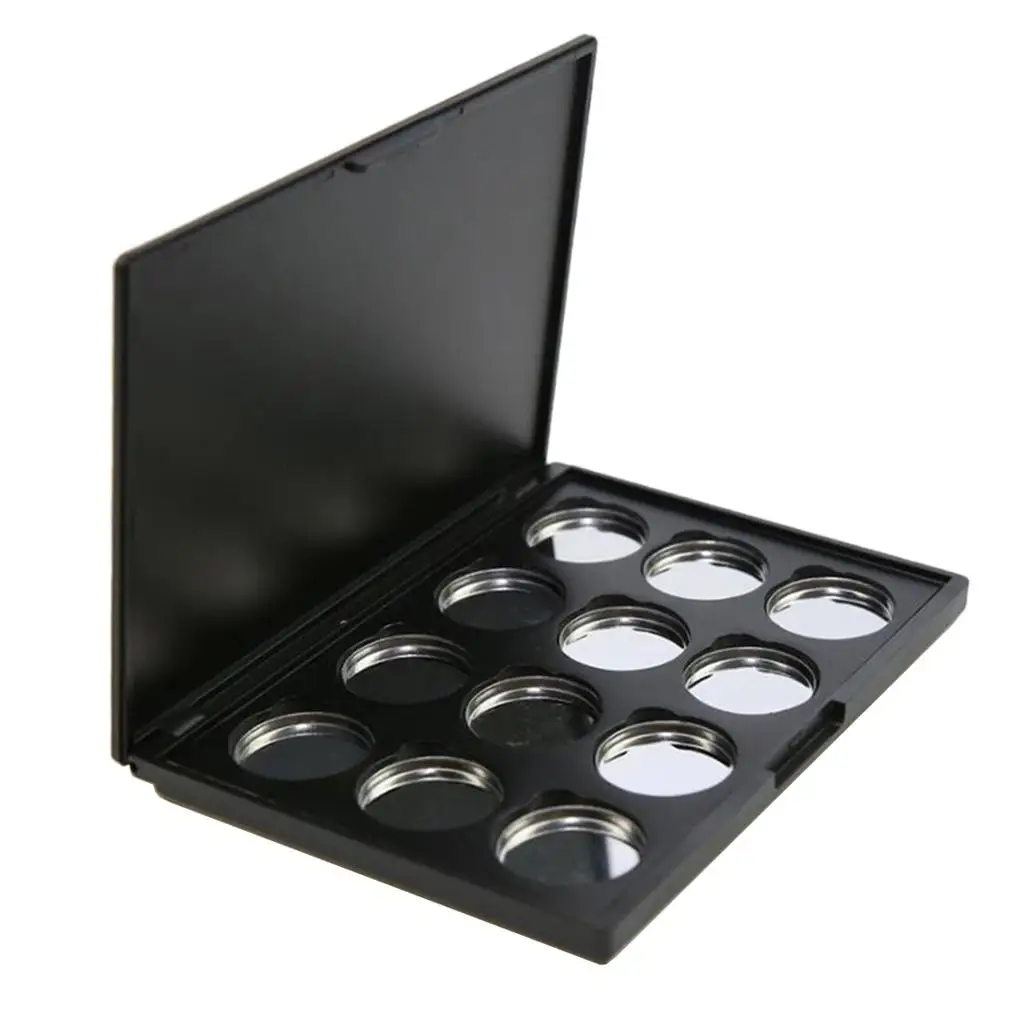 Magnetic Eyeshadow Makeup Palette Empty Blush Lipstick Container Case with 12Pcs 26mm Round Metal Pans