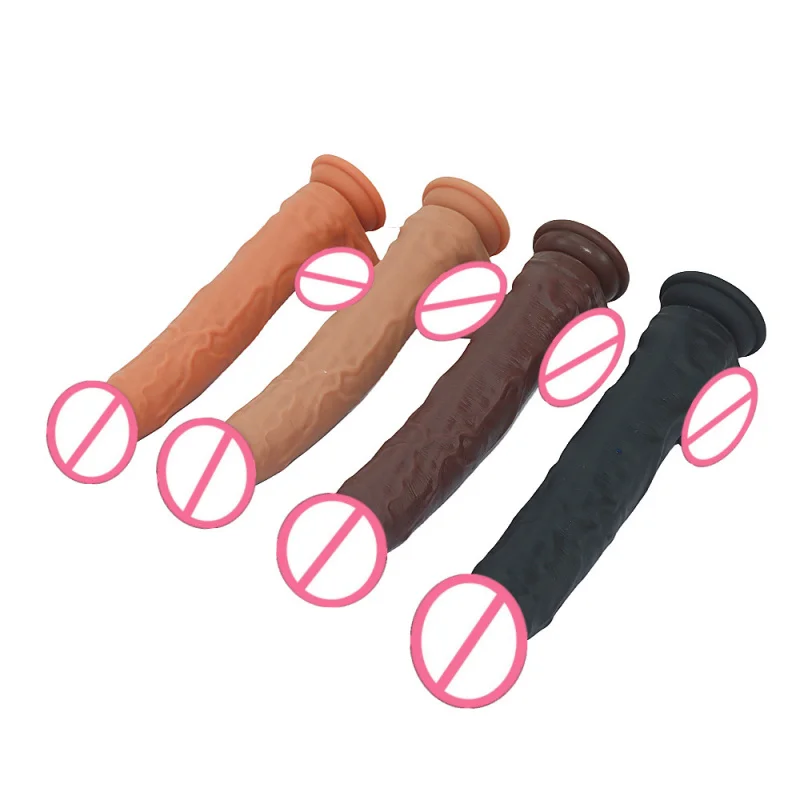 African boy silicone coffee colored simulation large long soft artificial penis adult sex toy female masturbator