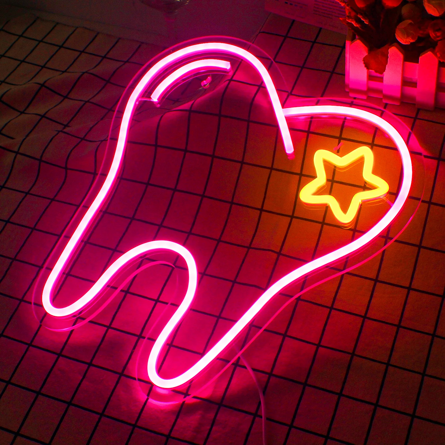 Tooth Neon Sign Pink LED Neon Light Sign Dental Office Wall Decor Hangings ART Wall Decor Dentist Student Sign neon tooth Lamp