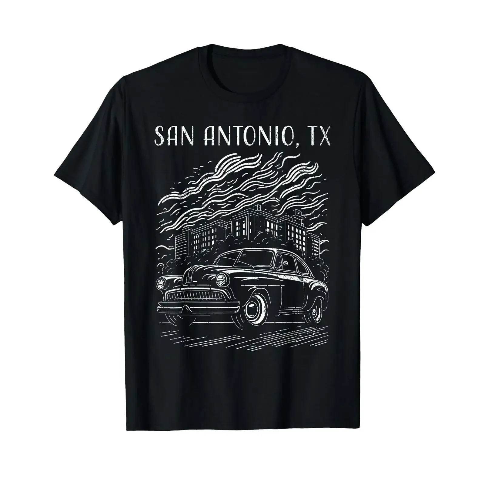 San Antonio Texas Oldtimer Industrial Vintage Design T Shirt vintage Washed homme Breathable Stylish Soft fashion Versatile