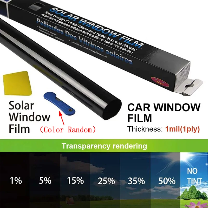 600x75cm Black Car Window Tint Film Glass 5%-50% Roll Car Auto Window Tinting Film for Home Solar UV Protector Sticker Film