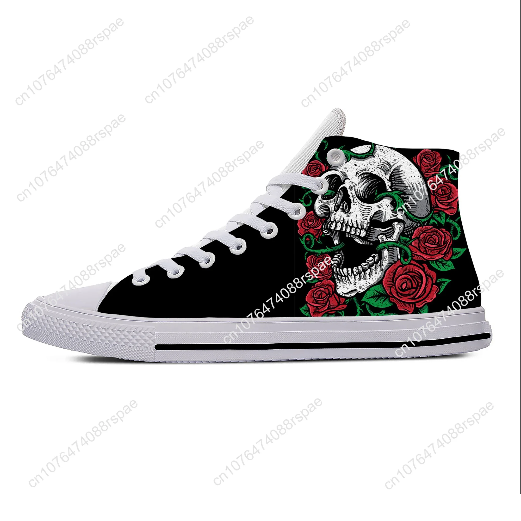 Высокие кроссовки Skulls Roses, мужская и женская повседневная обувь для подростков, холщовые кроссовки с 3D принтом, дышащая легкая обувь