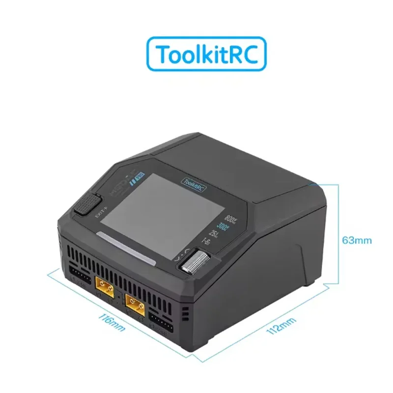 ToolkitRC M6DAC V2 Dual Channel Smart Lipo Battery Charger Discharger AC 200W DC 400WX2 16A for 1-6S LiHV LiPo PD 65W Model Car