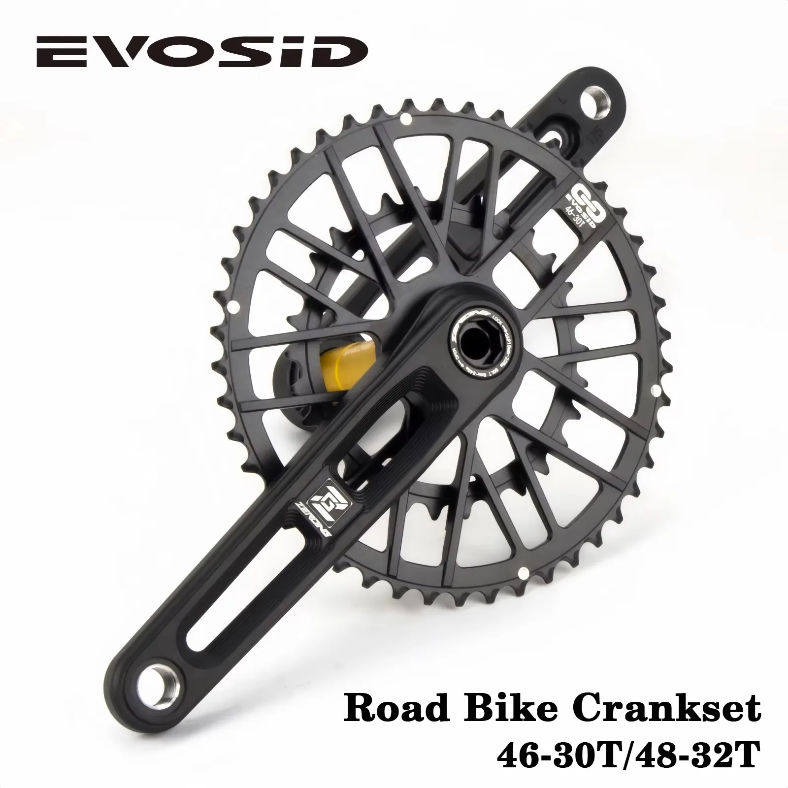 EVOSID Road Bike Crankset 2x10/11/12 Speed Chainring 46-30T 3nailDirect Mount Ultralight Folding Bicycle Crank Chainwheel 48-32T