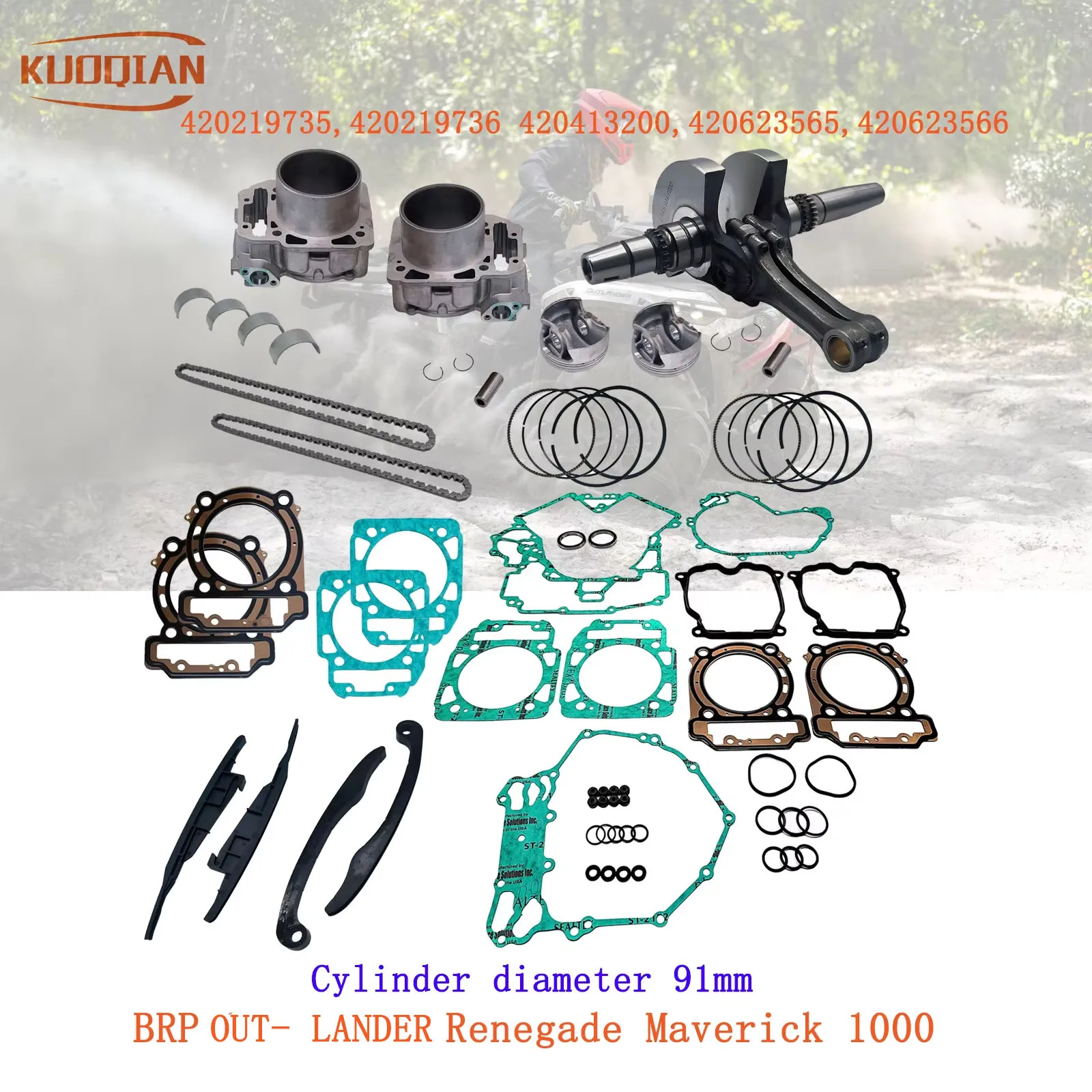 Engine Rebuild Cylinder Kit Crankshaft Assy Bearing Gasket Kit 420219735 420219736 For BRP Out* lander Renegade Maverick 1000