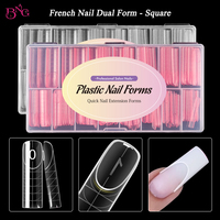 BNG Nail Dual Form for French Manicure Full Cover Nail Mold for Poly Extension Gel Reusable Acrylic Nail Forms Nail Art Design