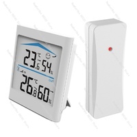 HOT-Baldr Digital LCD Weather Station Indoor Outdoor Trend Hygrometer Thermometer Wireless Remote Sensor Motion(White)