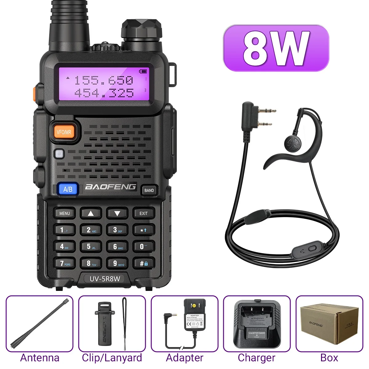1/2 Stuks Baofeng Uv 5r 5W 8W Walkie Talkie Ham Cb Radio Lange Afstand Dual Band Vhf Uhf Fm Transceiver Tweeweg Radio Uv5r K5 Plus
