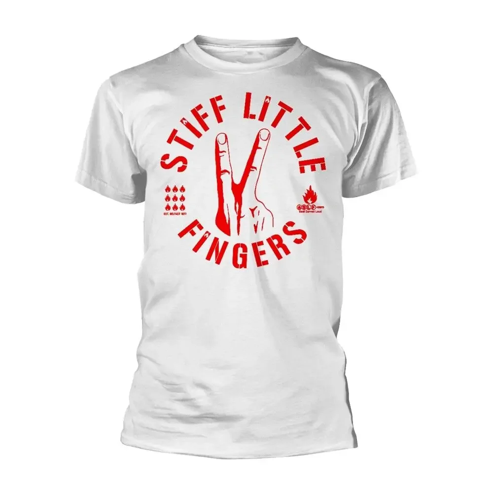 Stiff Little Fingers (SLF) - DIGITS White T Shirt - Official Merch (punk)