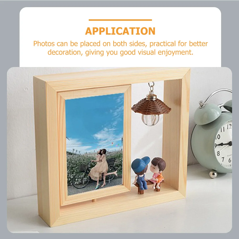 

Rotary Photo Frame Double-Sided Rotatable Design for Desktop Decoration Cartoon Couple Picture Frame Home Decorative Resin and