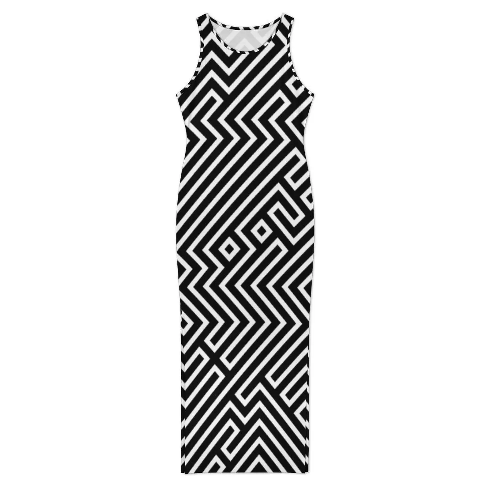 Abstract Geometry Dress Sleeveless Zebra Animal Print Y2K Fashion Maxi Dresses Cute Bodycon Dress Women Custom Oversize Vestido