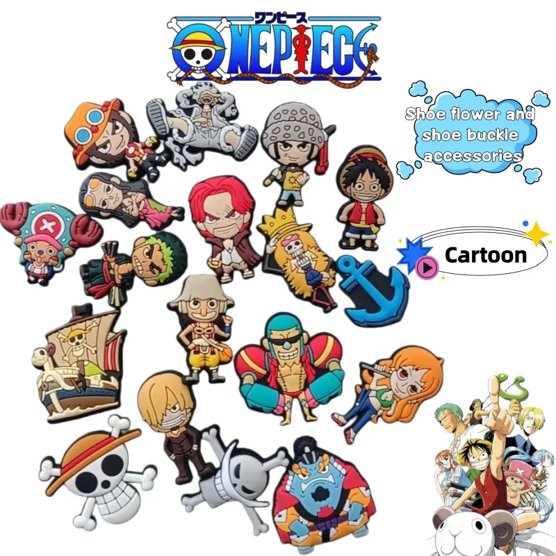 One Piece cartoon anime character hole shoes accessories DIY removable parts cute Instagram shoe flowers shoe buckle accessories