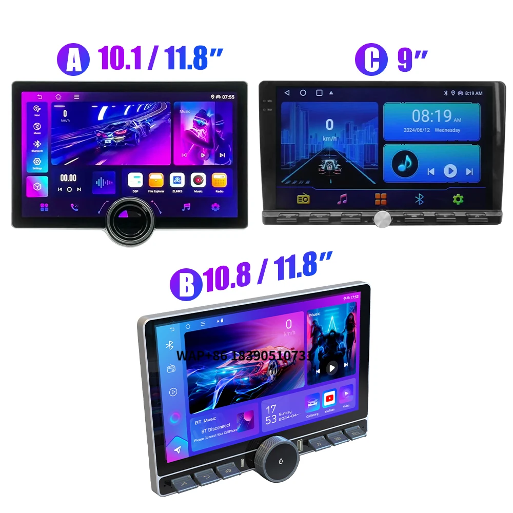 

10.1" 11.8" Diamond 2k QLED Screen Car Stereo Audio Single Knob Car GPS Touch Screen Android Auto Carplay Android Car Radio