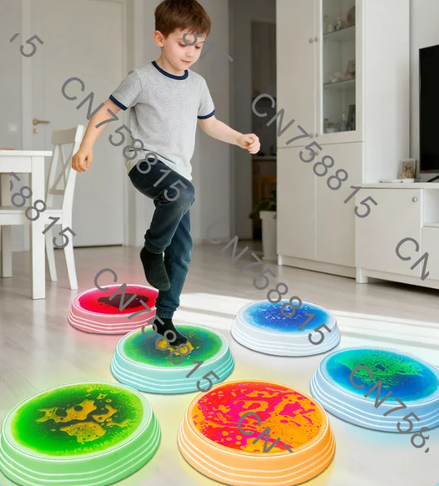Rainbow Light-up Educational Toy for Children Development，Kids Sensory Training Balance Beam Stepping Stones River Stones