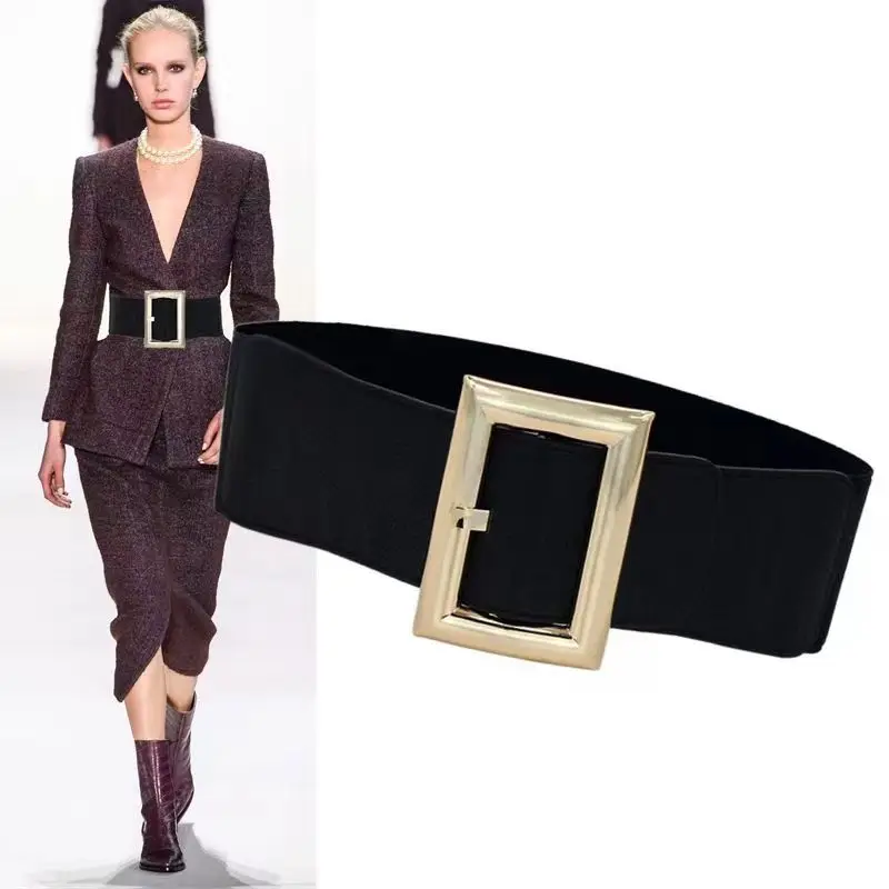 7.5CM Women Elastic Wide Belt Suit Jacket Coat Down Decorative All match Dress Simple Waist Decoration Cover Seal Fashion Luxury