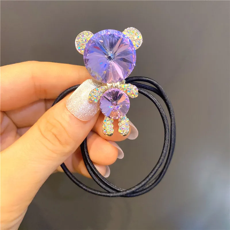 Gem Stone Bear Children Elastic Hair Bands Scrunchies Baby Girls Rubber Band Ponytail Holder Hair Accessories Hair Ties Ropes