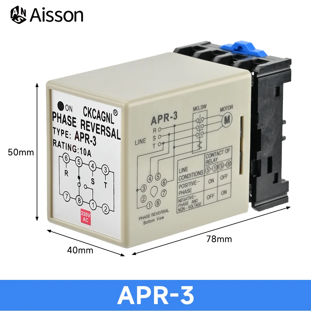 APR-3 APR-4 Phase Reversal Controller Sequence Protector Three-Phase Relay Motor for Prevent Phase Loss Reverse 220V/380V