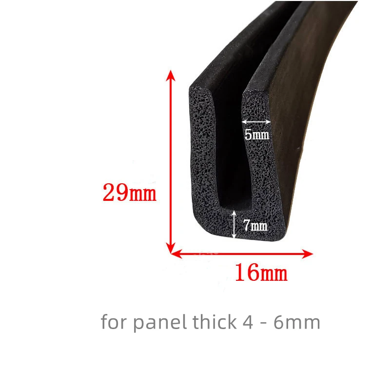 

EPDM Rubber Foam Sealing Sponge U Strip Glass Metal Car Wood Panel Edge Encloser Shield 29x16mm Black