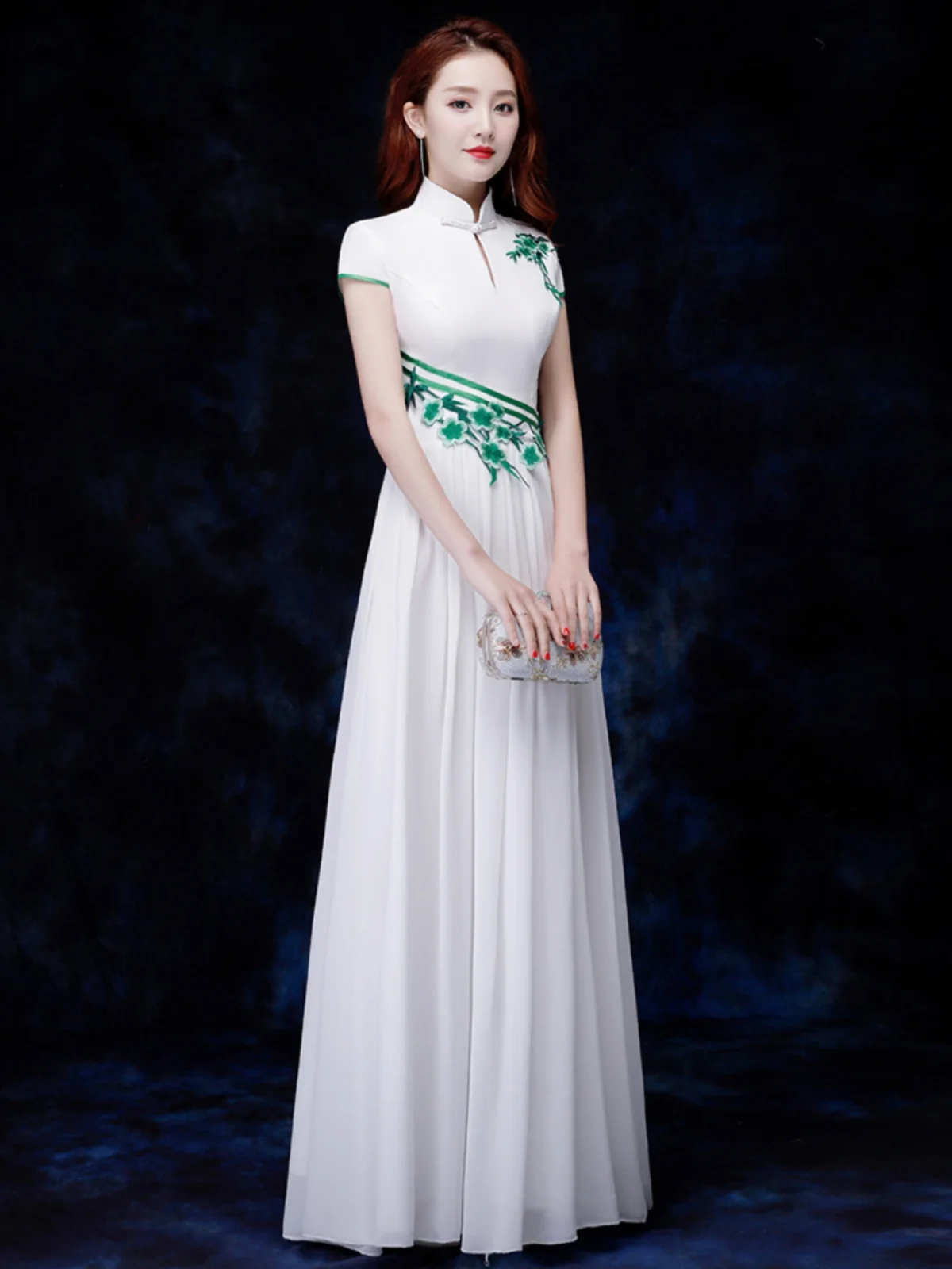 

Ele Slimming Chinese Sle Performance Outfit for Chorus T Stage ow Models Long Dr Wedding Par Performance