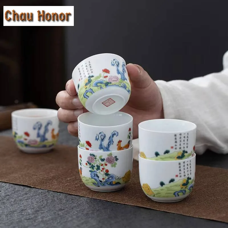 1pc 95ml Mutton Fat Jade Ceramics Chick Cylinder Teacup Tea Bowl Set Of Cups Tea-tasting Smelling Cup Chazhan Master Cups Teaset
