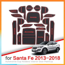 For Hyundai Santa Fe 2013 - 2018 2017 2016 Anti-Slip Gate Slot Cup Mat DM Maxcruz Grand SantaFe Car Accessories Mats Pad Rubber