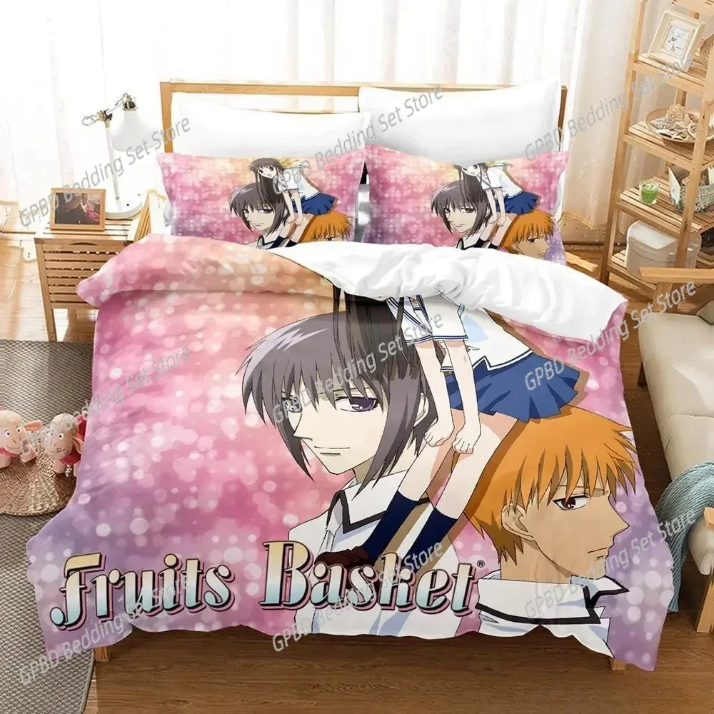 New Fruits Basket Comfortable Duvet Quilt Cover Pillowcase Bedding Set Children Bedroom Decoration Home Textile