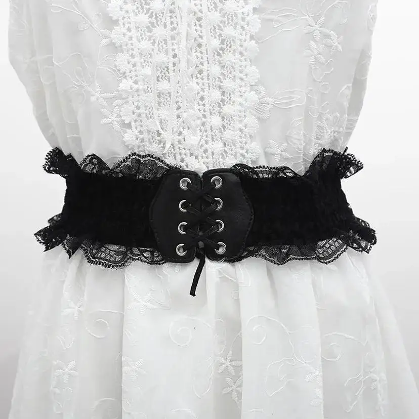1 Pcs Lace Waist Cinching Belt Cute And Slimming Waist Cinching Belt Paired With Skirt Retro Style Women's Elastic Waistband