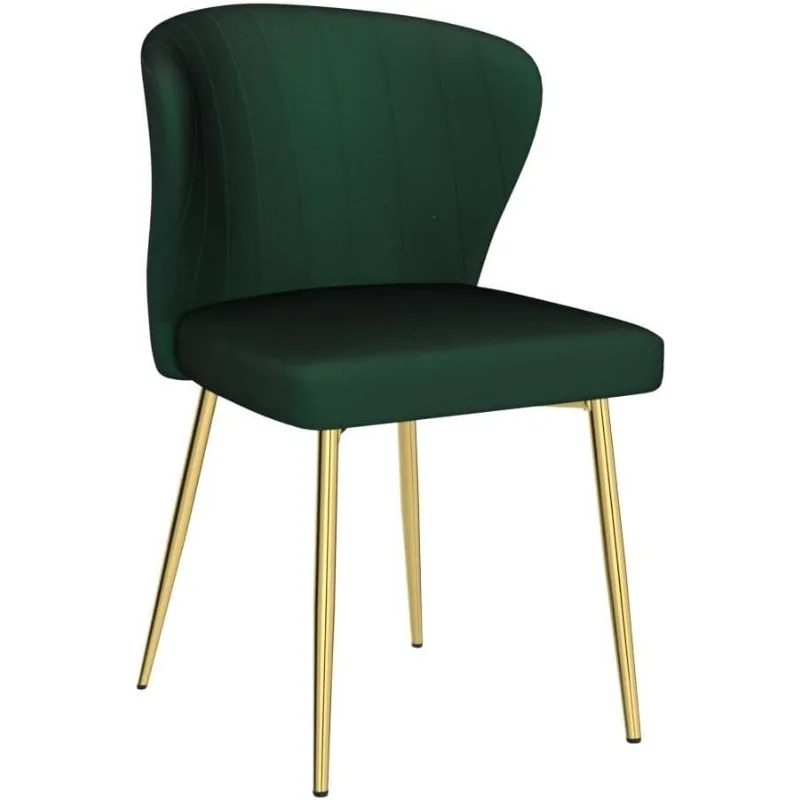 Set di 4 sedie da pranzo in velluto, sedia da pranzo imbottita capitonnè con gambe in metallo dorato, sedie da pranzo moderne della metà del secolo per