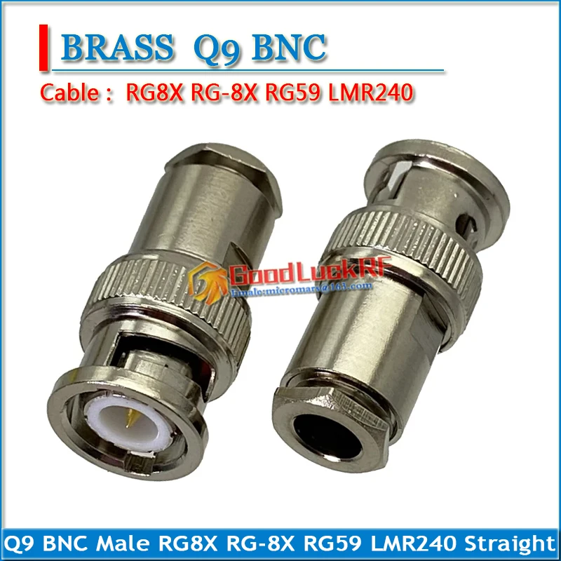 Q9 BNC Male plug Clamp Solder For RG8X RG-8X RG59 LMR240 Cable Straight Nickel Plated Brass RF Connector Adapters