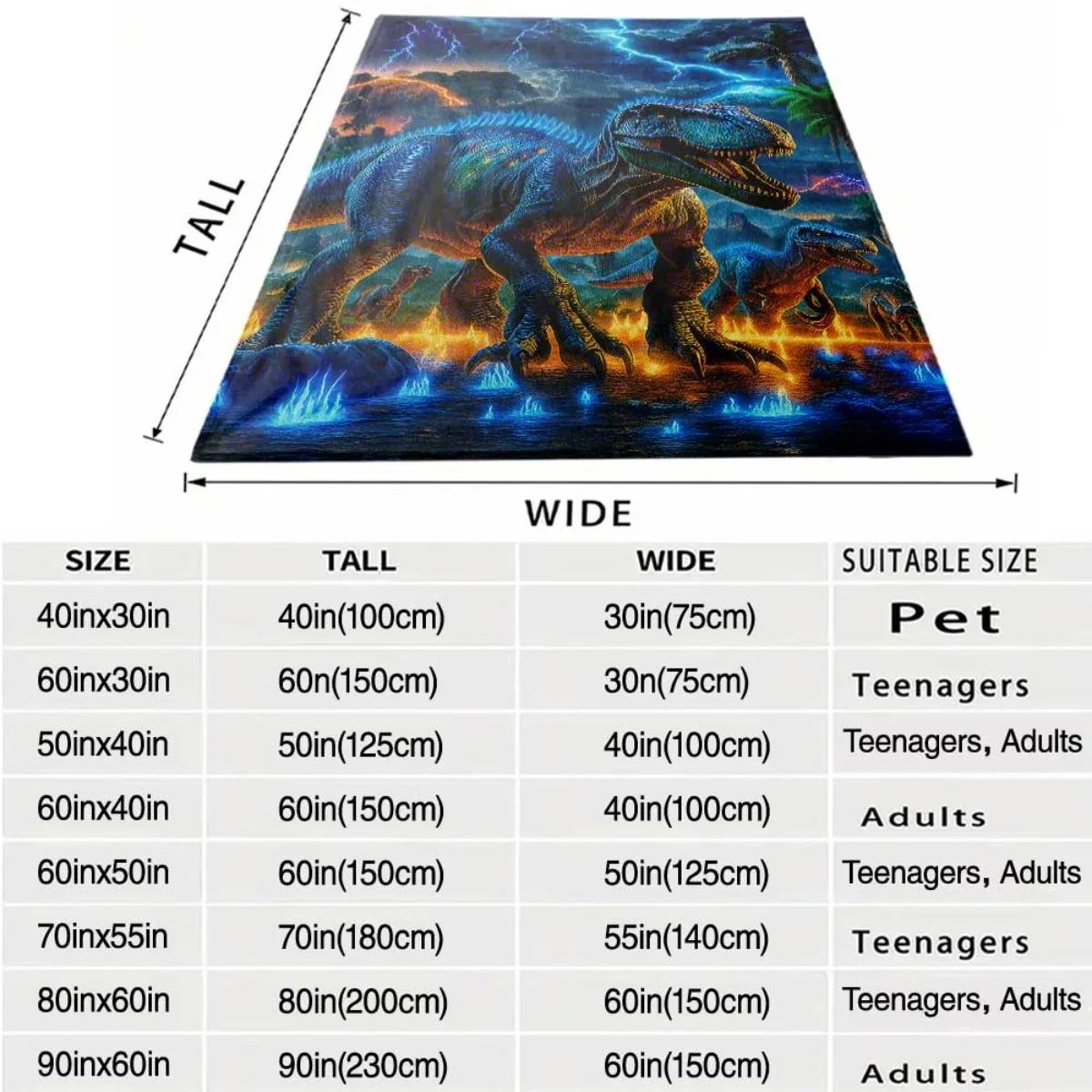 Dinosaur Roar Cave Scene Throw Blanket for Kids Room Decor Jurassic Adventure Gift