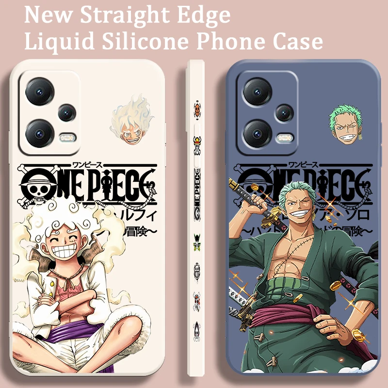 One Piece Luffy Zoro Cool Liquid Left Rope For Xiaomi Redmi Note 13 12 12S 12R 11 11T 11S 10 10S Pro Plus 5G Back Phone Case